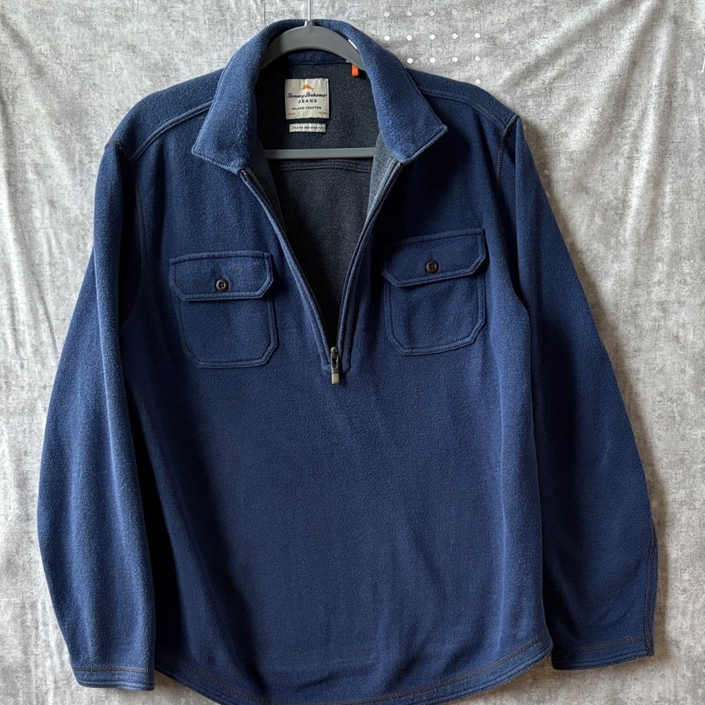 Tommy Bahama Deep Blue Half Zip Shirt/Jacket Style Size M